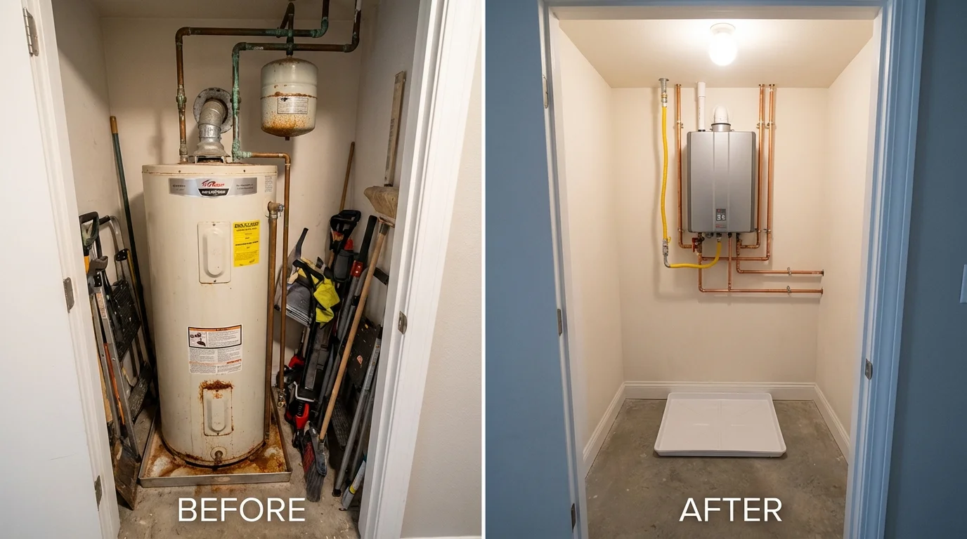 Tank water heater versus wall-mounted tankless unit comparison for Thomaston, GA homeowners